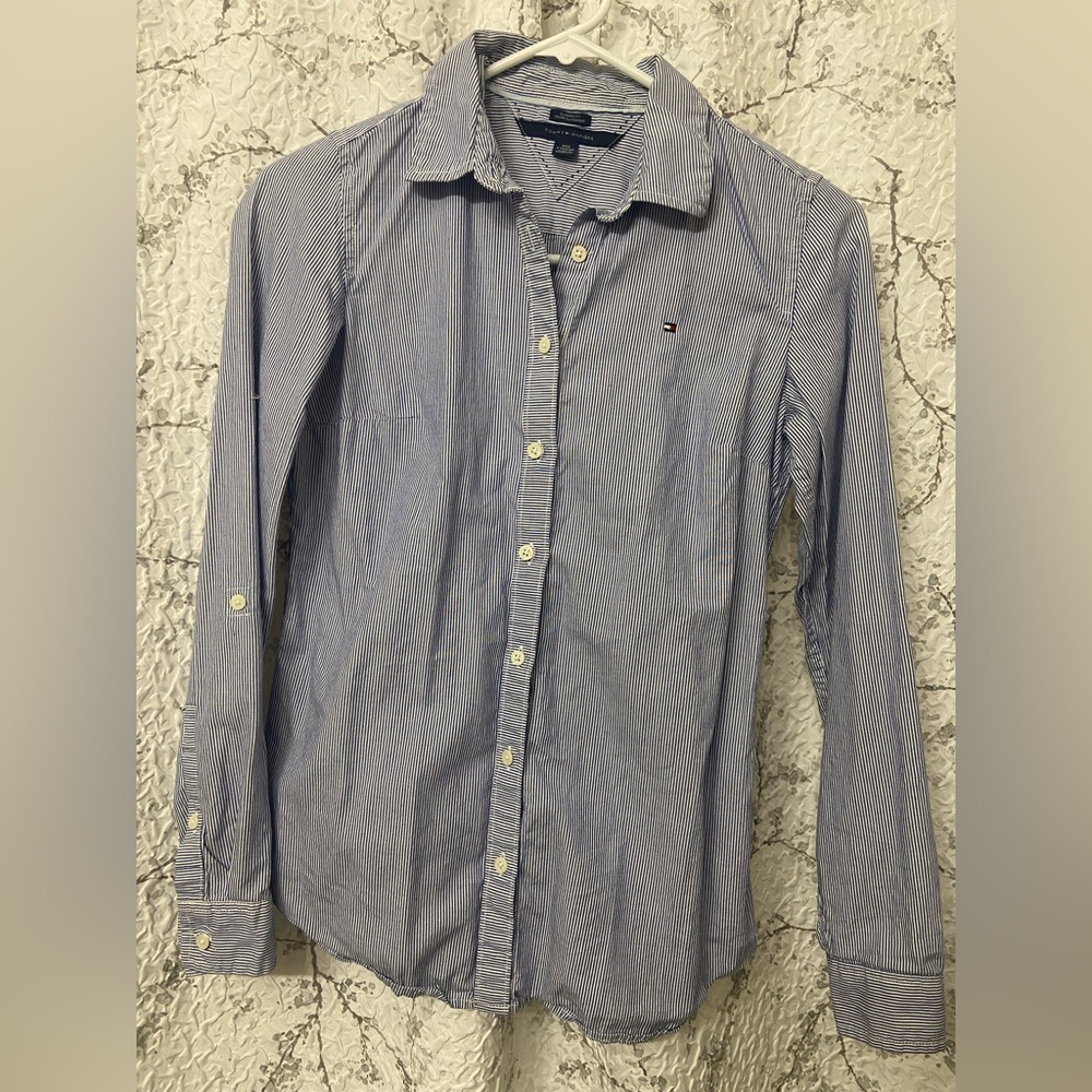 Tommy Hilfiger Men's Classic Blue Pinstripe Shirt